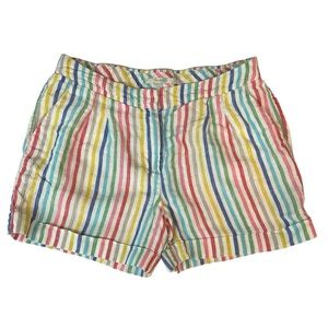 Boden Women’s 4” Linen Shorts Sz 8 Stripes Rainbow Classic Summer Spring GUC